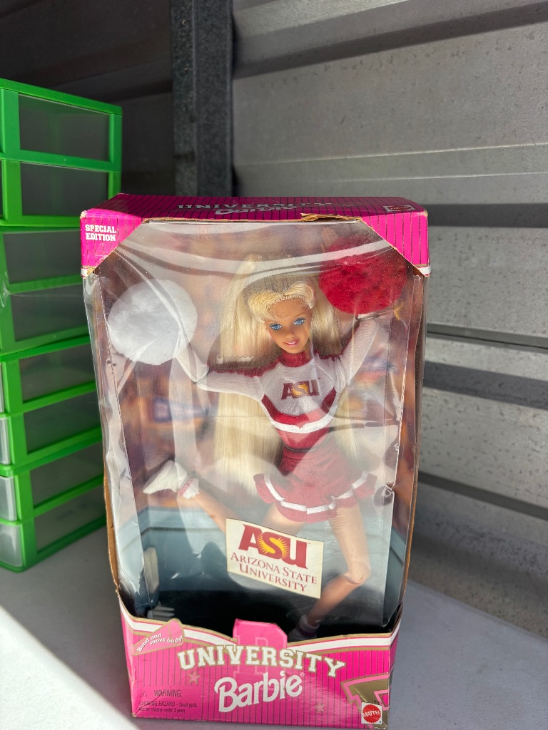 Vintage 1996 Arizona State University Barbie Asu 19162 Cheerleader Damaged Box